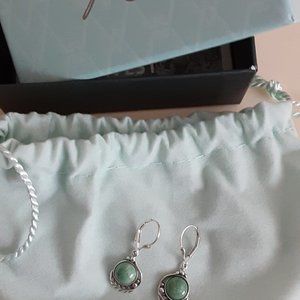 Sterling Gemstone Leaf Lever-Back Earrings